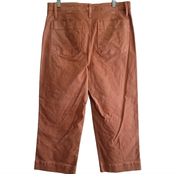 Madewell Emmett Wide-Leg Crop Pants 32 Garment Dyed Terra Cotta Orange High Rise - Picture 7 of 9